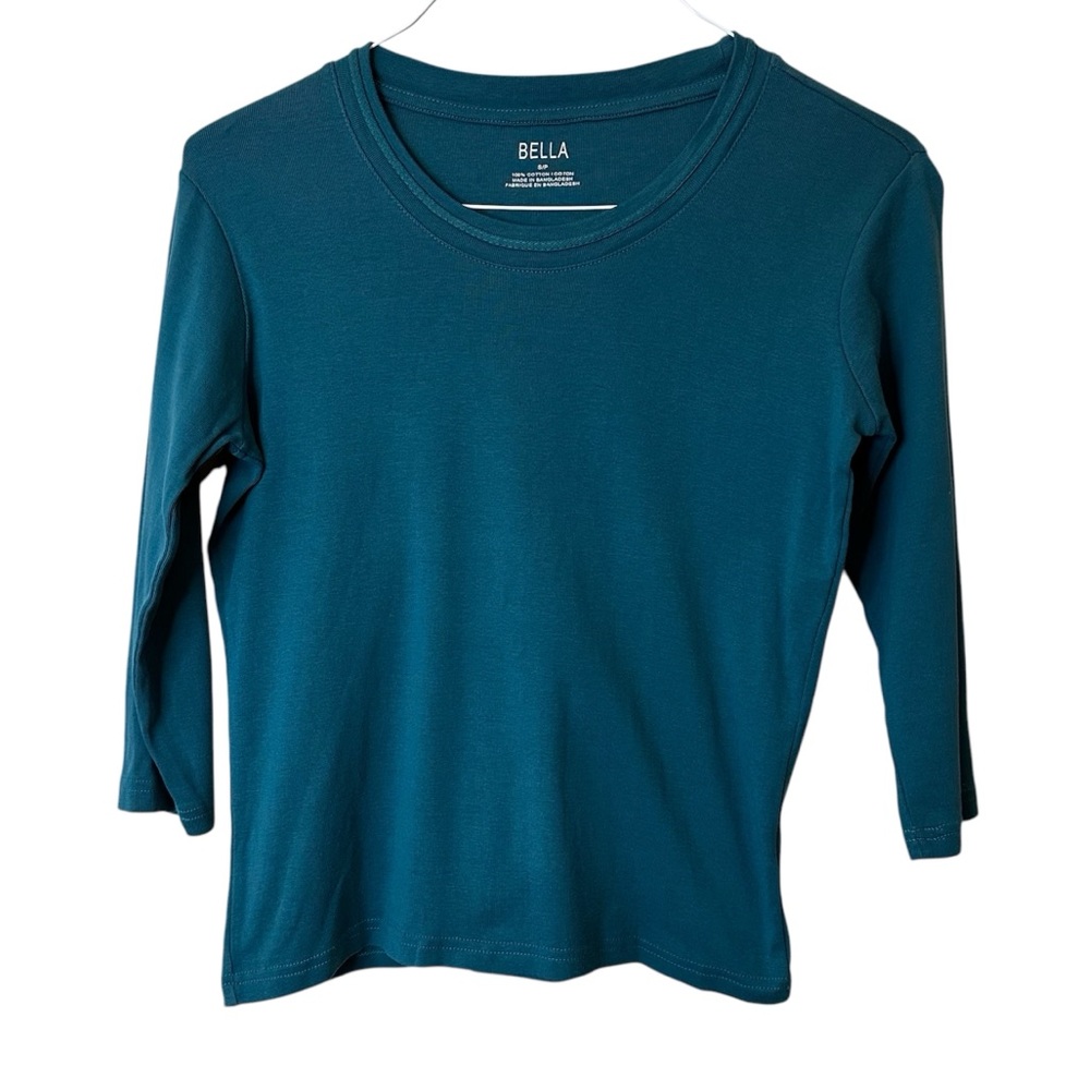 Women’s Crew Neck Pullover Knit Green Blue Top Small